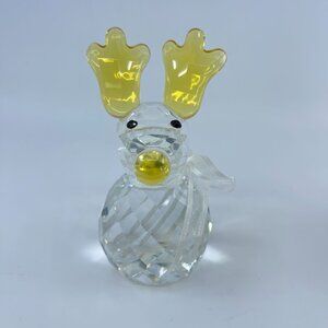crystal reindeer figurine paperweight with yellow antlers & ribbon scarf